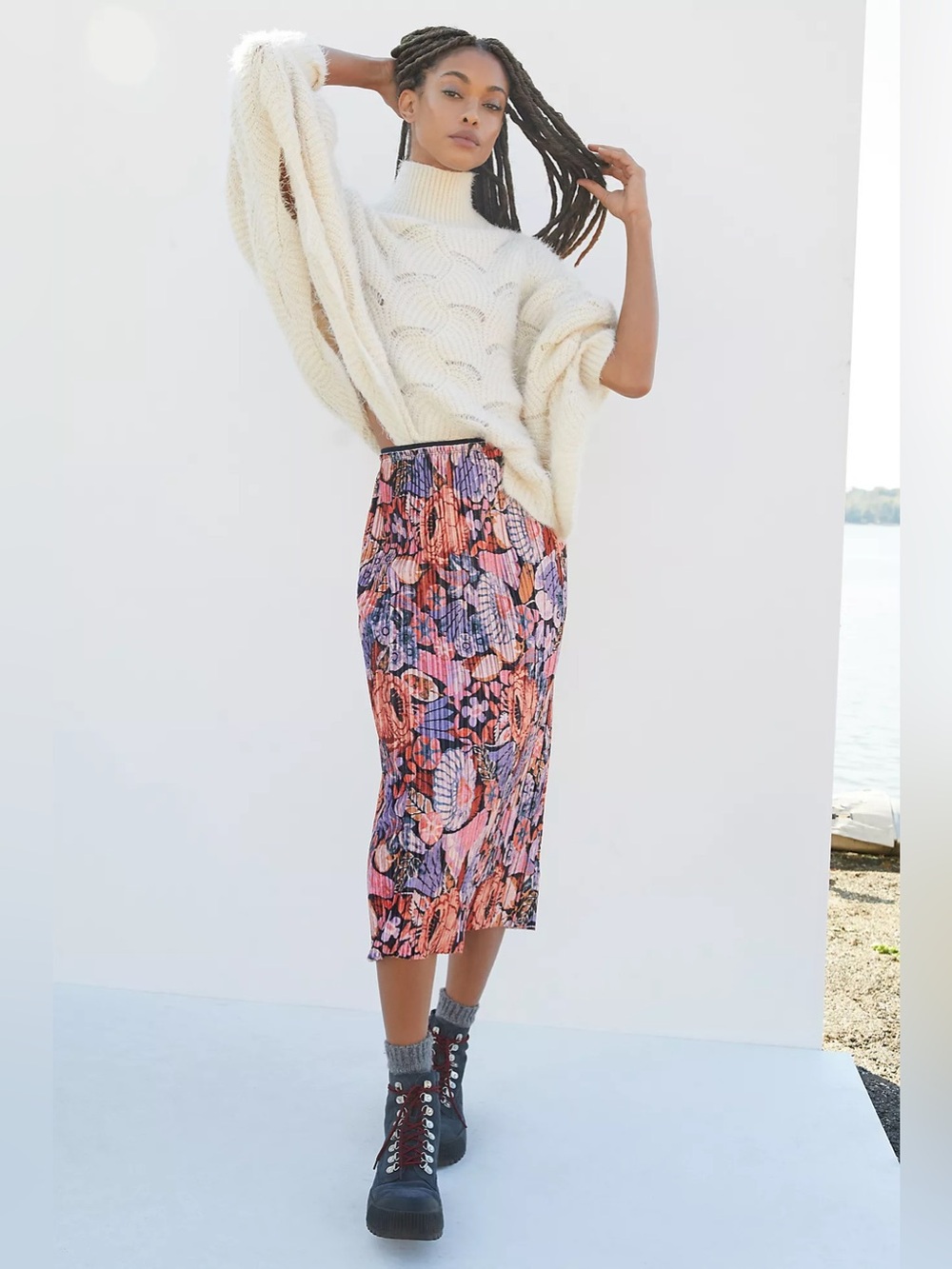 Anthropologie Multicolor Floral Midi Skirt